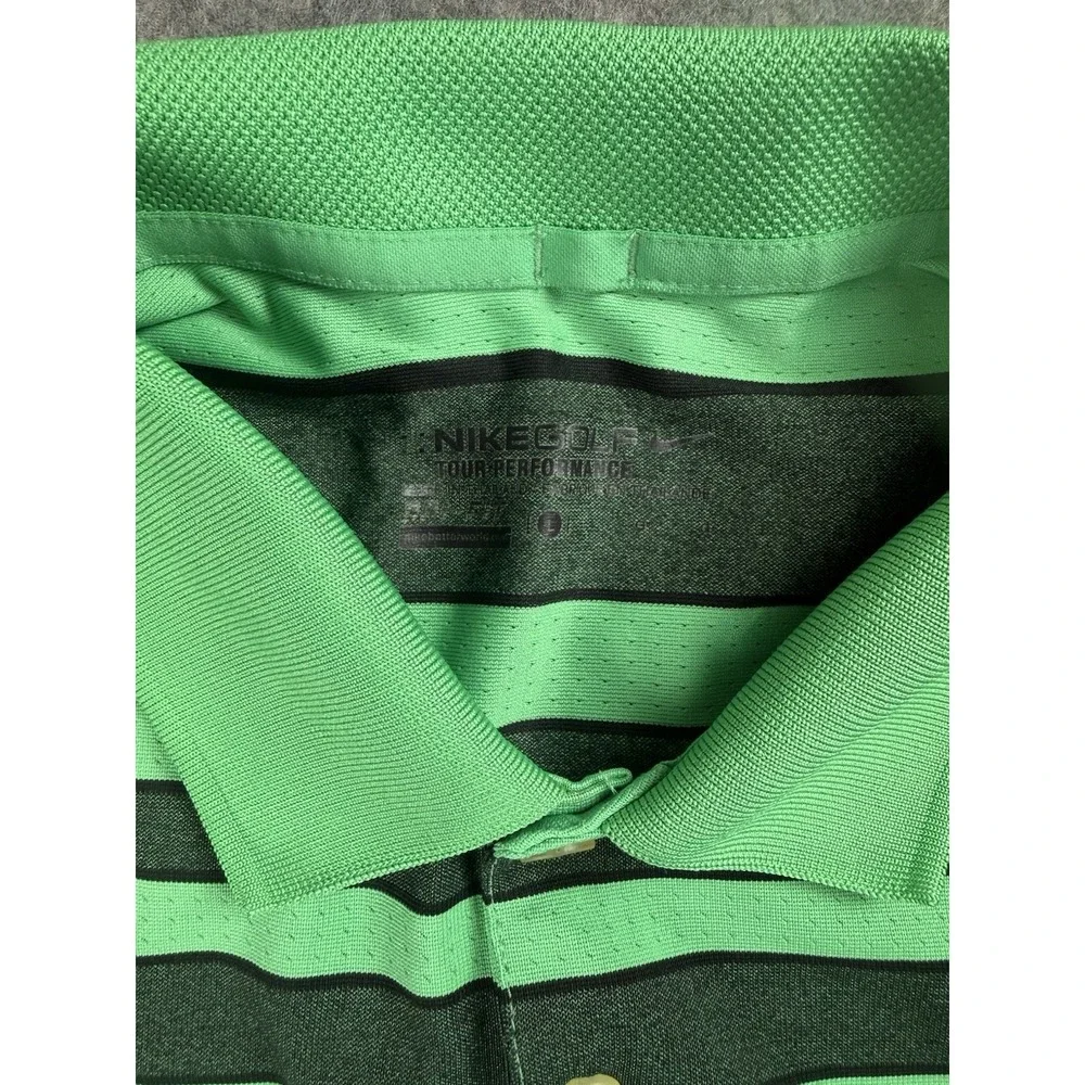 Nike‎ Golf Tour Performance Mens Dri-fit Polo Shirt Green Black Stripes Sz Large